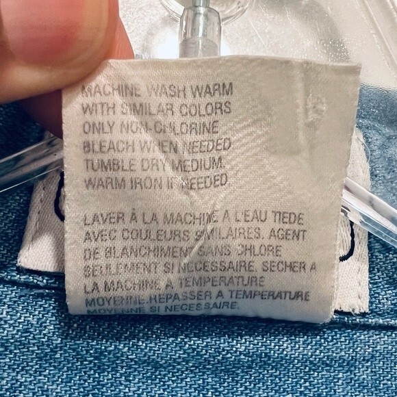 Longaberger Homestead Denim Button Up Shirt Floral Embroidery Contrast Cuff Sz M - Picture 7 of 8